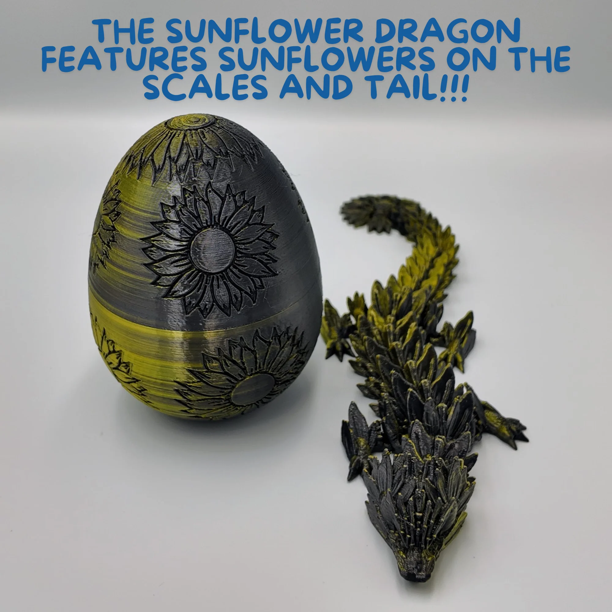 Sunflower Dragon Egg - 12.5" Dragons Articulating Joints - Sunflower Themed - Image 18