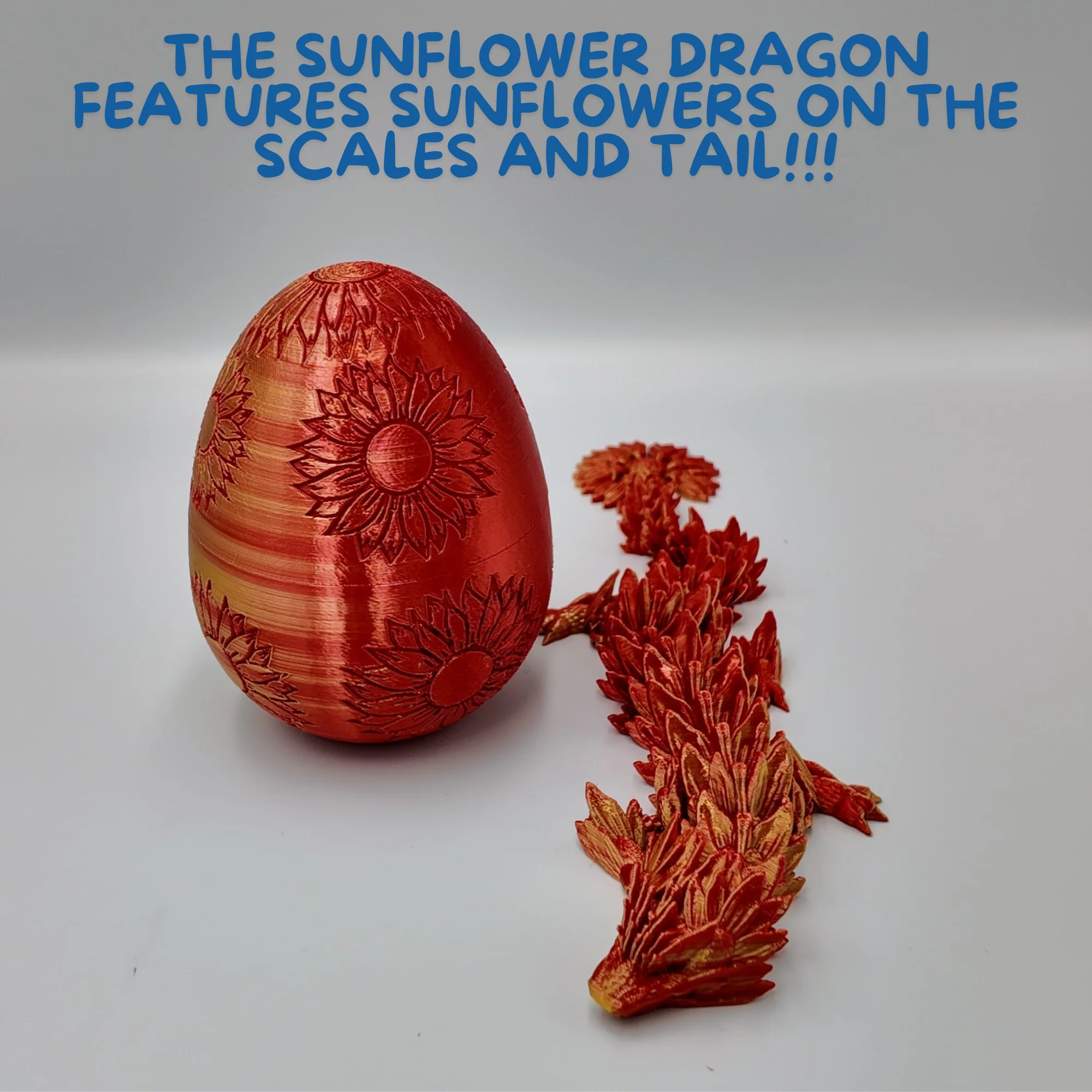 Sunflower Dragon Egg - 12.5" Dragons Articulating Joints - Sunflower Themed - Image 36