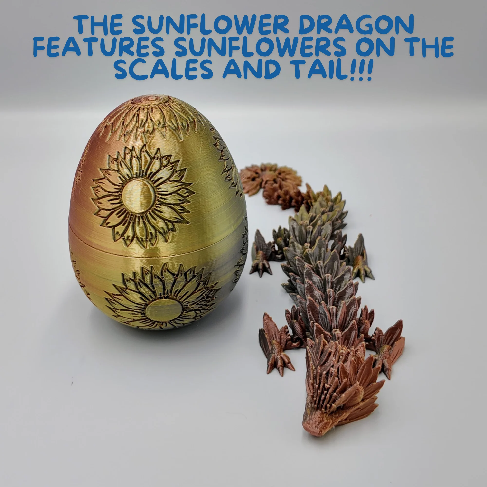 Sunflower Dragon Egg - 12.5" Dragons Articulating Joints - Sunflower Themed - Image 37