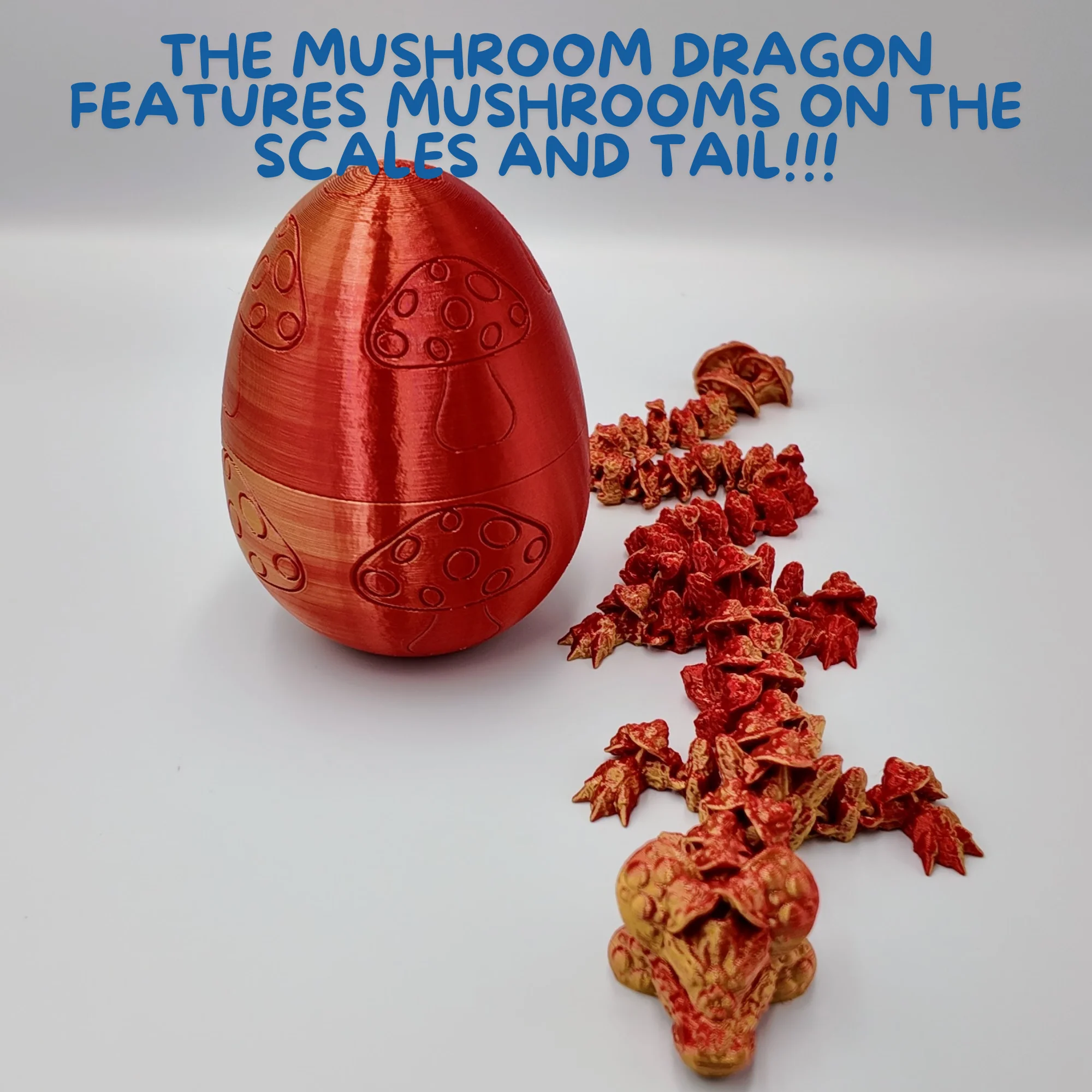 Mushroom Dragon Egg - 16" Dragons Articulating Joints - Mushroom Themed - Image 15