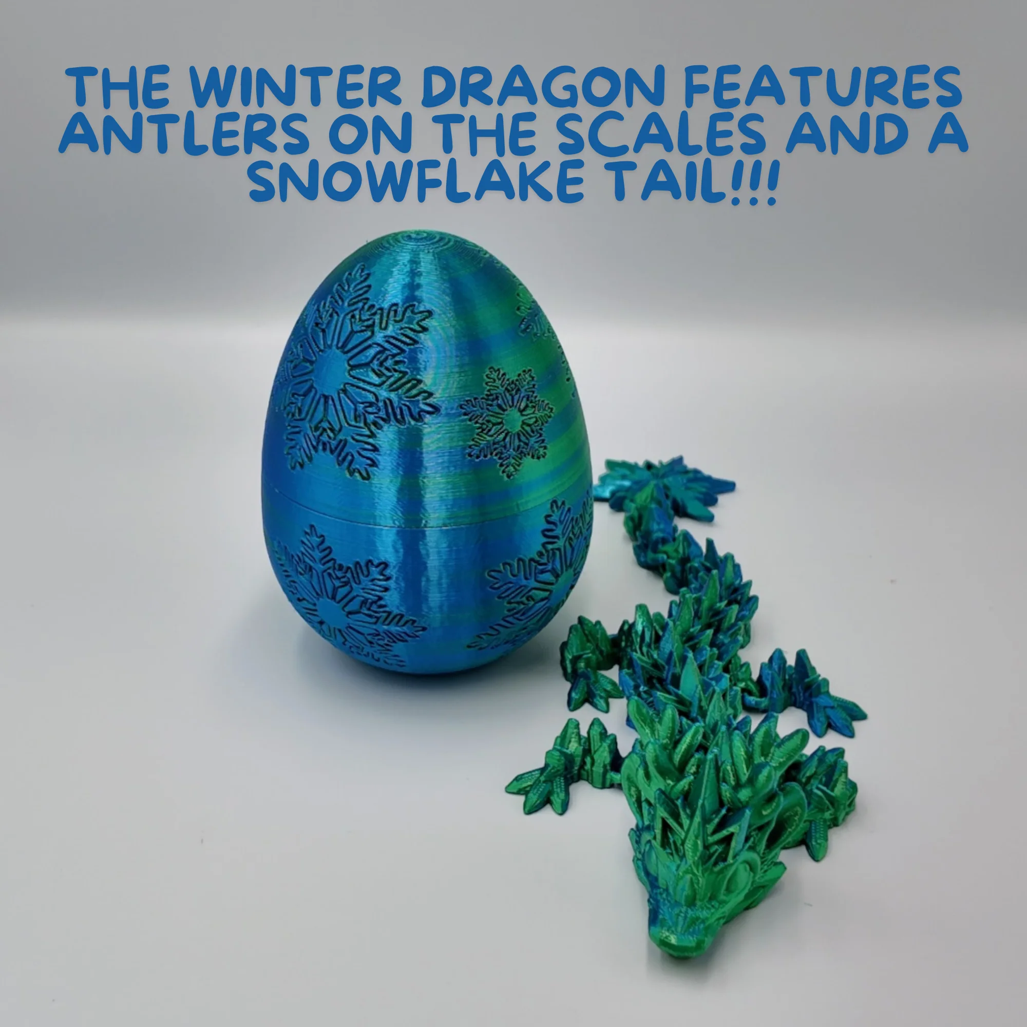 Winter Dragon Egg - 11" Dragons Articulating Joints - Snowflake Themed - Image 21