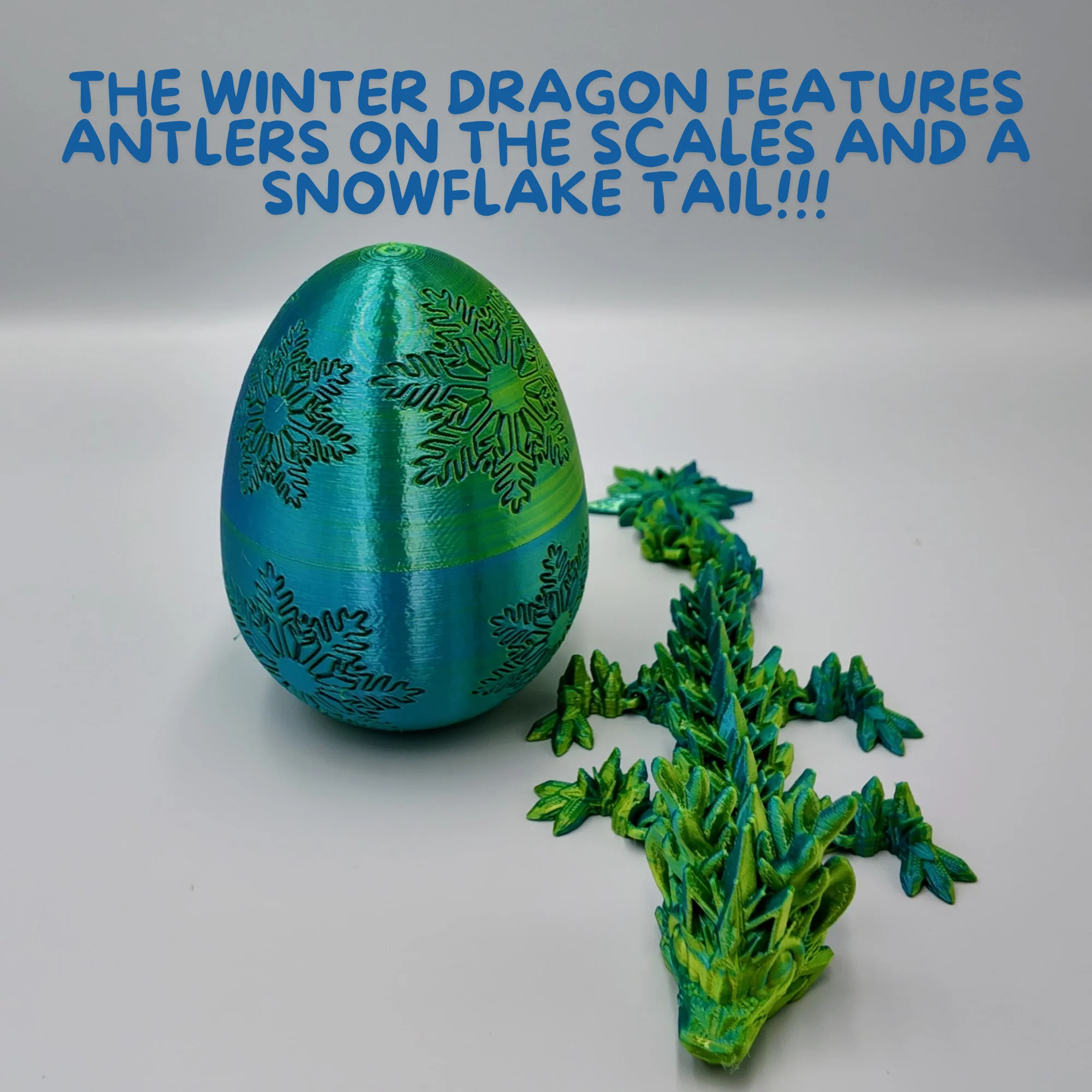 Winter Dragon Egg - 11" Dragons Articulating Joints - Snowflake Themed - Image 29