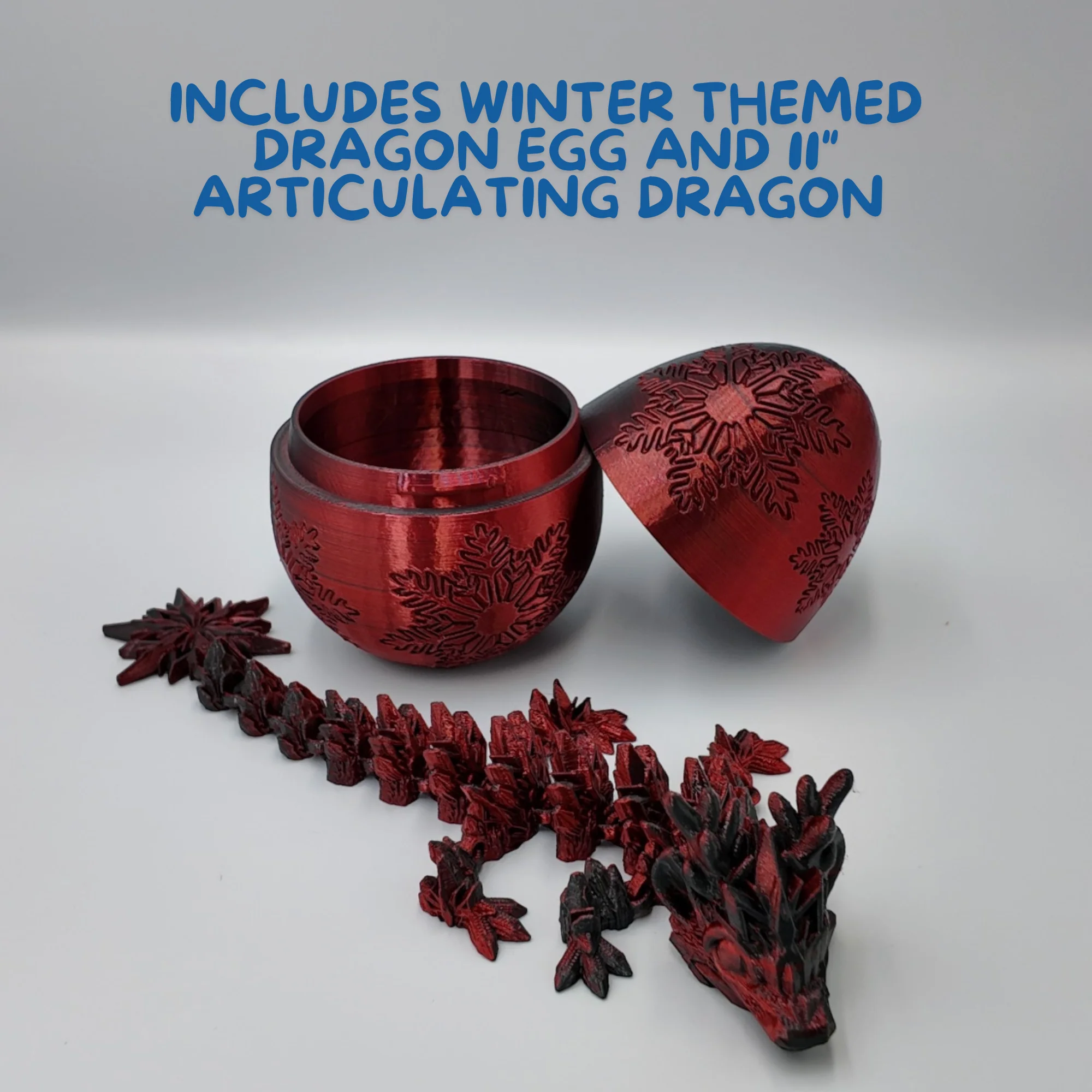 Winter Dragon Egg - 11" Dragons Articulating Joints - Snowflake Themed - Image 33