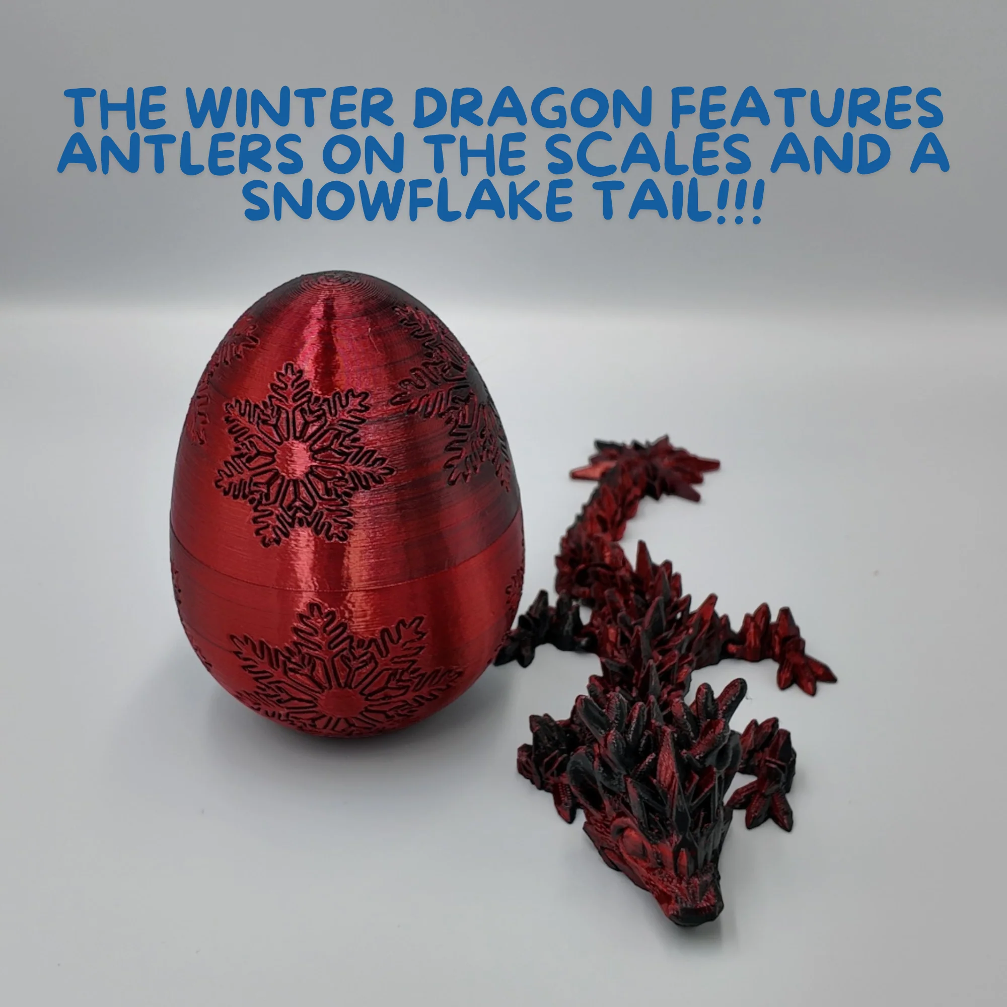 Winter Dragon Egg - 11" Dragons Articulating Joints - Snowflake Themed - Image 35