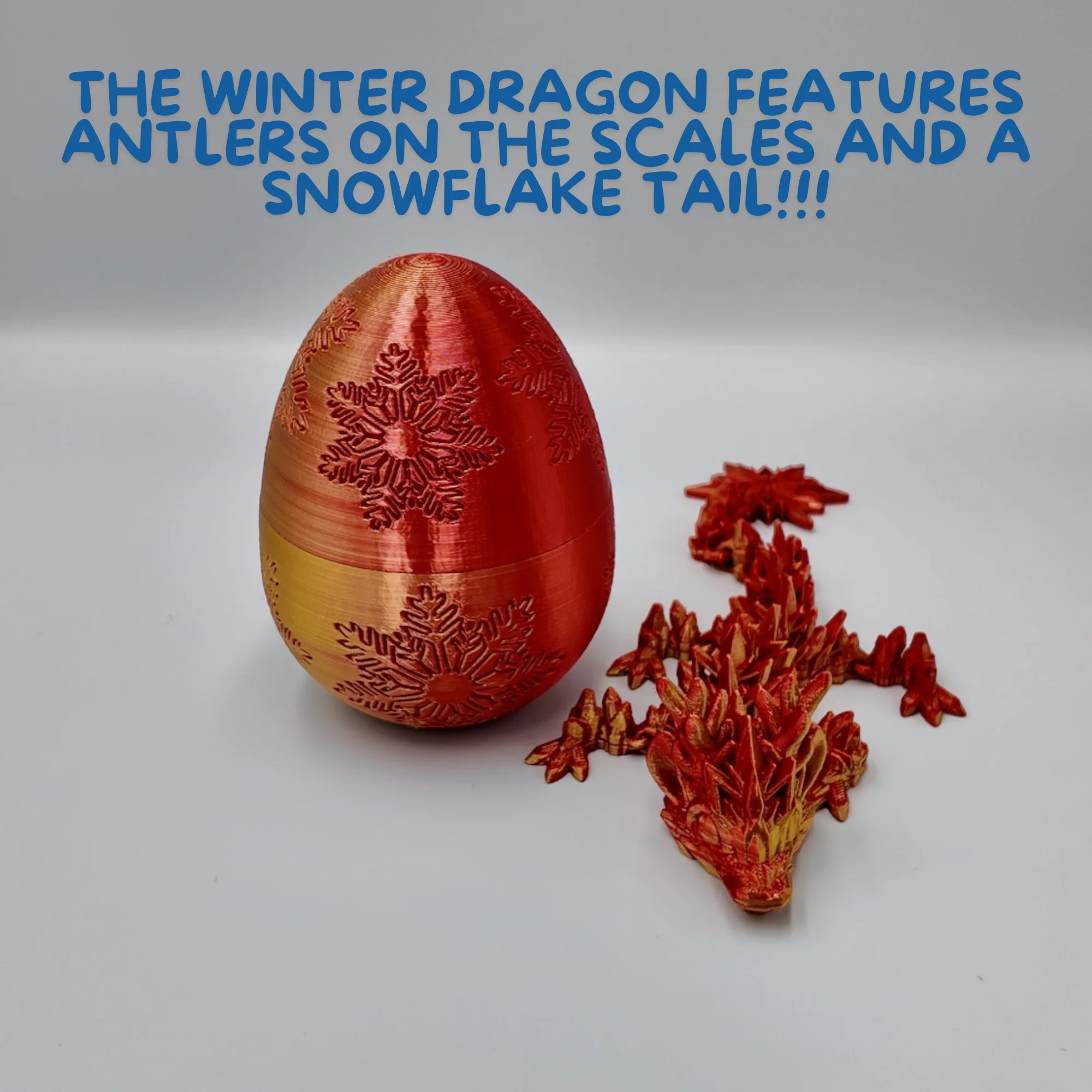 Winter Dragon Egg - 11" Dragons Articulating Joints - Snowflake Themed - Image 4