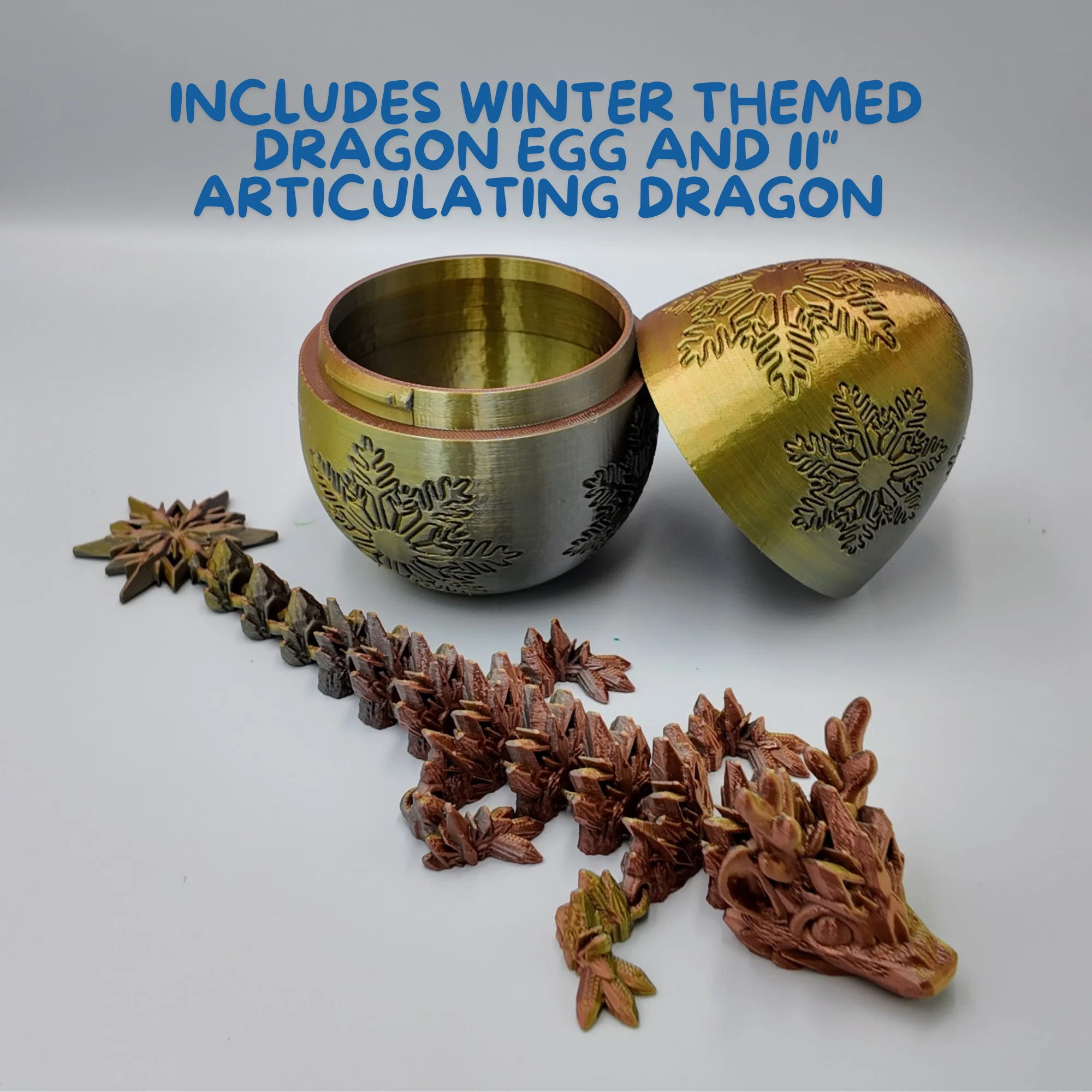 Winter Dragon Egg - 11" Dragons Articulating Joints - Snowflake Themed - Image 48